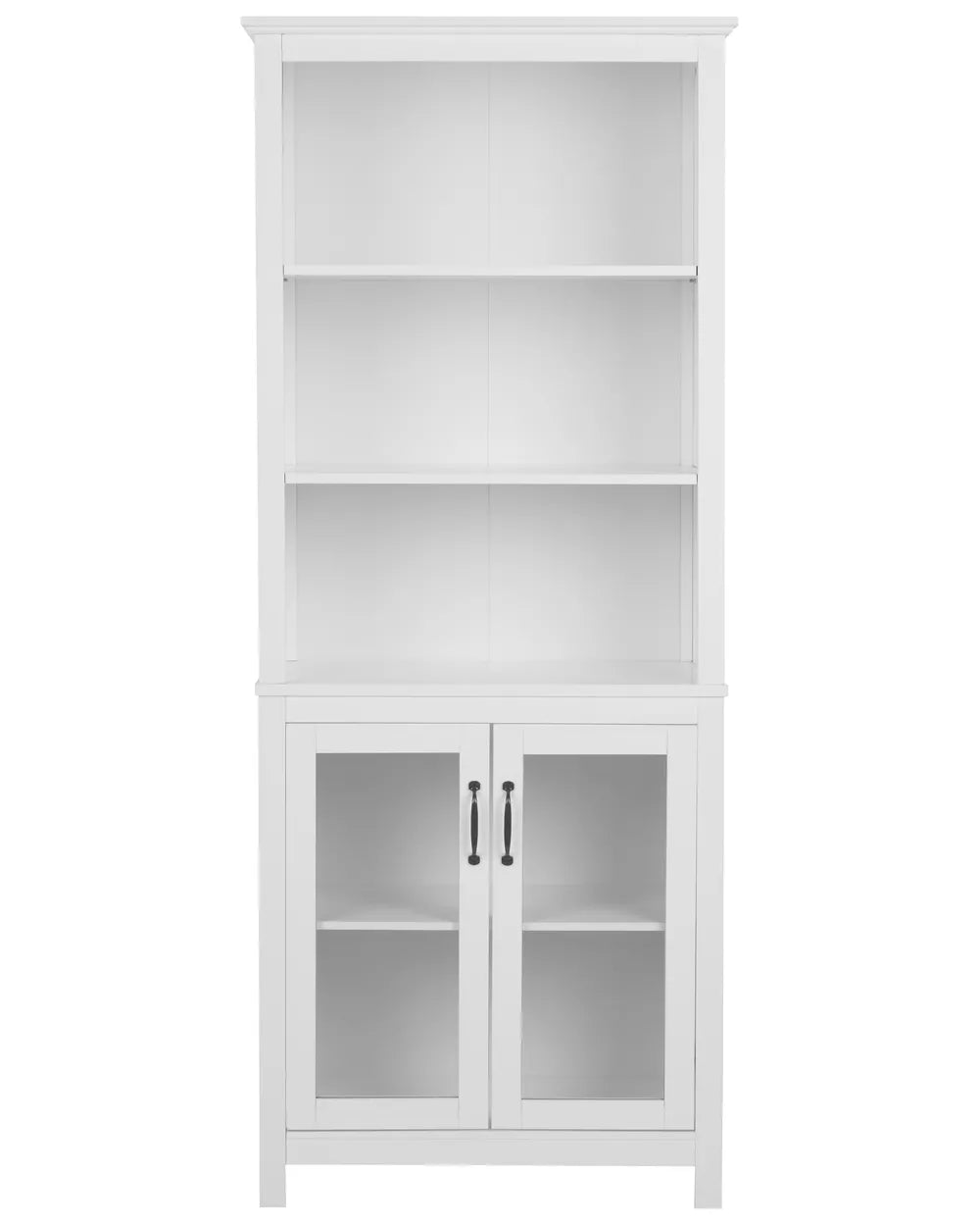 White bookshelf with glass doors 