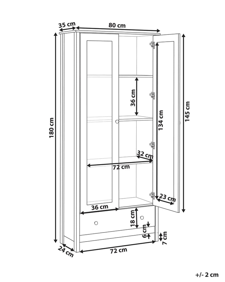 Glass Display Cabinet 80 cm White Romona