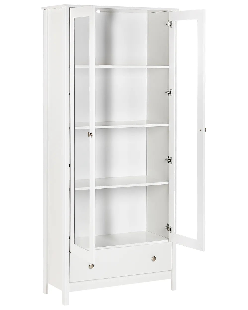 White cabinet with glass doors