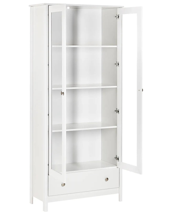 White cabinet with glass doors