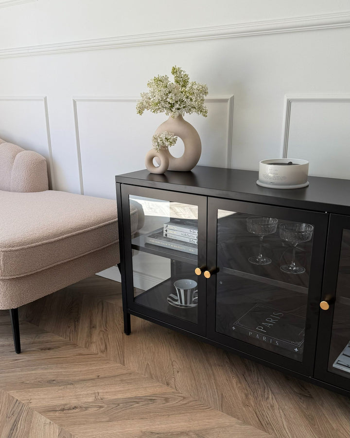Glass Display Cabinet Newport Metal Black