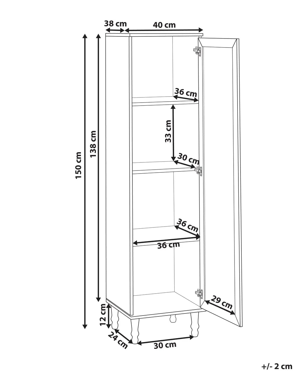 Glass Display Cabinet 40 cm White Bayline