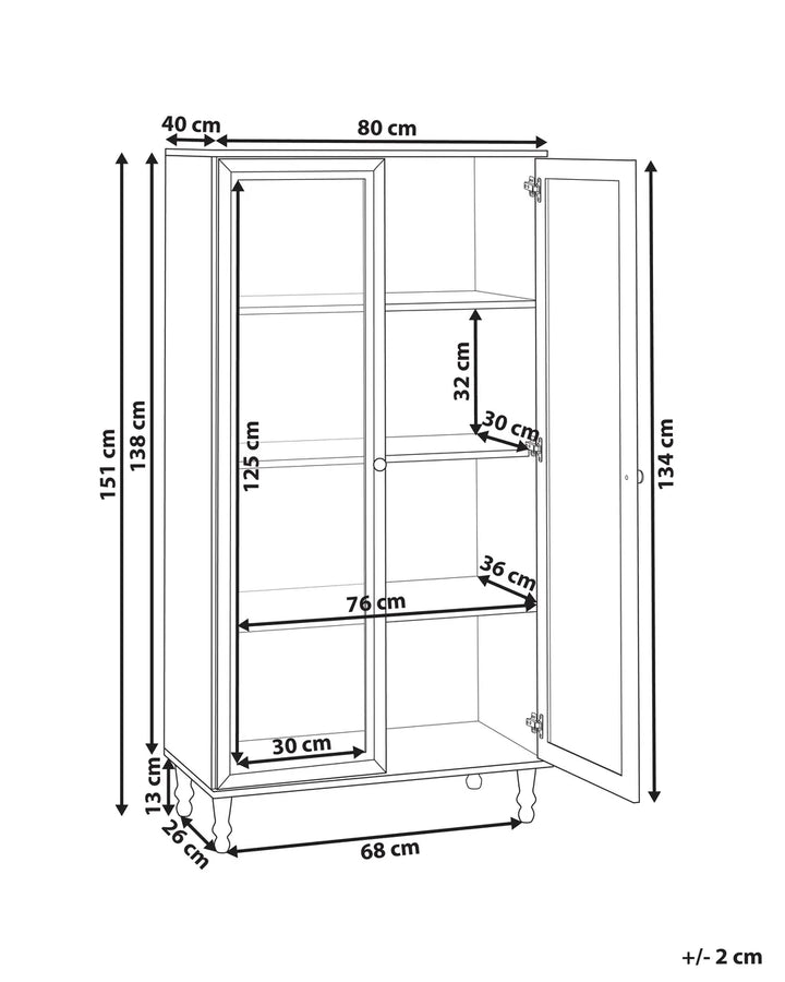 Glass Display Cabinet 80 cm White Bayline
