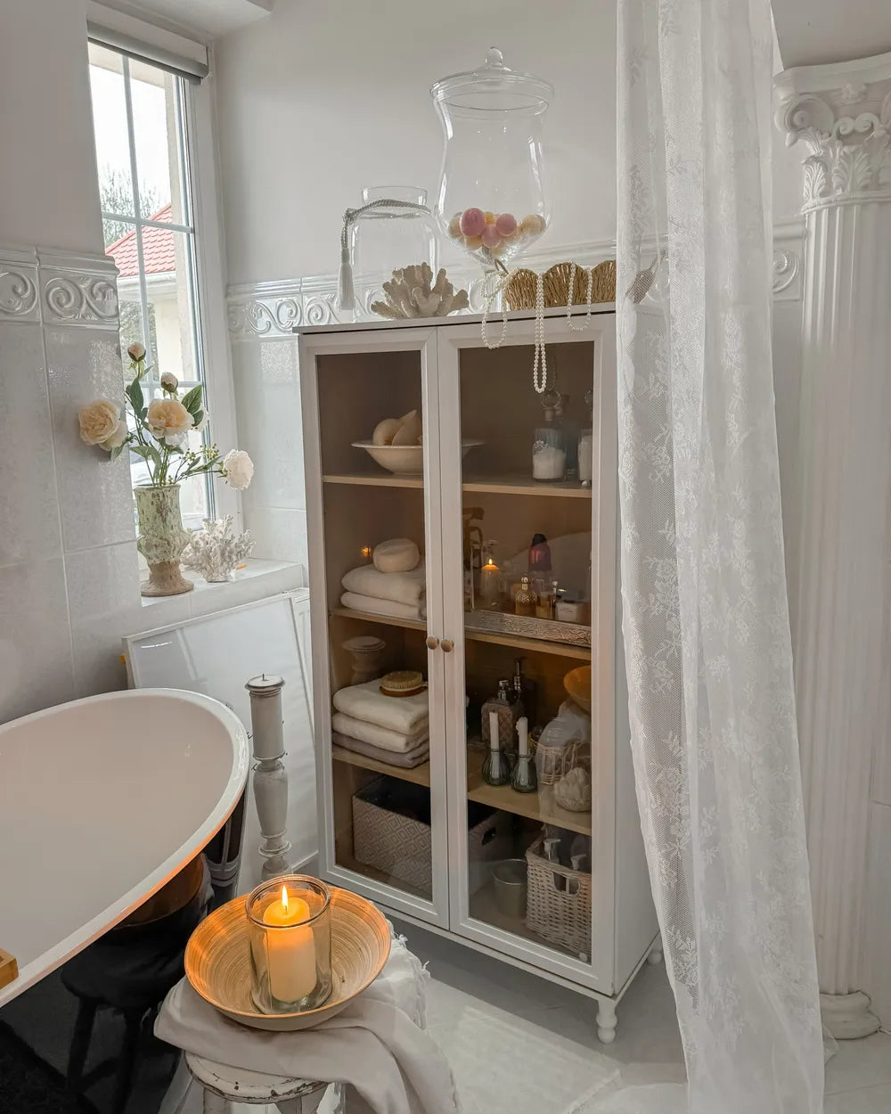 Glass Display Cabinet 80 cm White Bayline