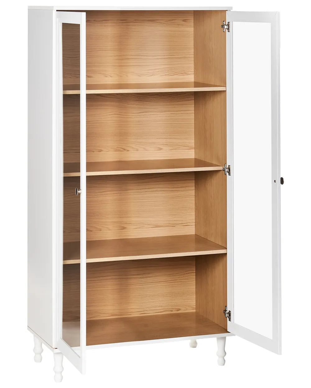 Wooden cabinet with white frame and legs 