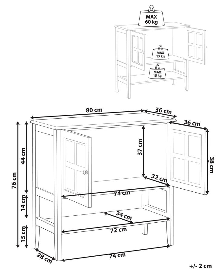 Glass Display Cabinet with Shelf Inlet White