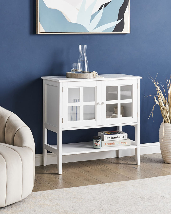 Glass Display Cabinet with Shelf Inlet White