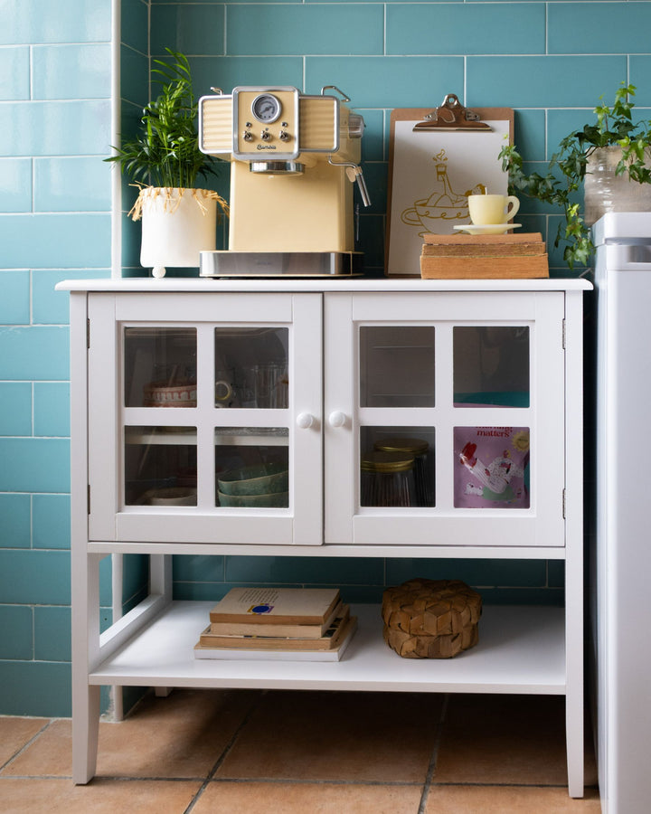 Glass Display Cabinet with Shelf Inlet White