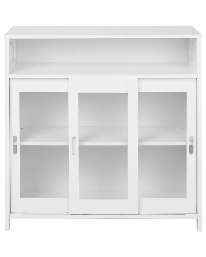 Glass Display Sideboard 86 cm White Trenea