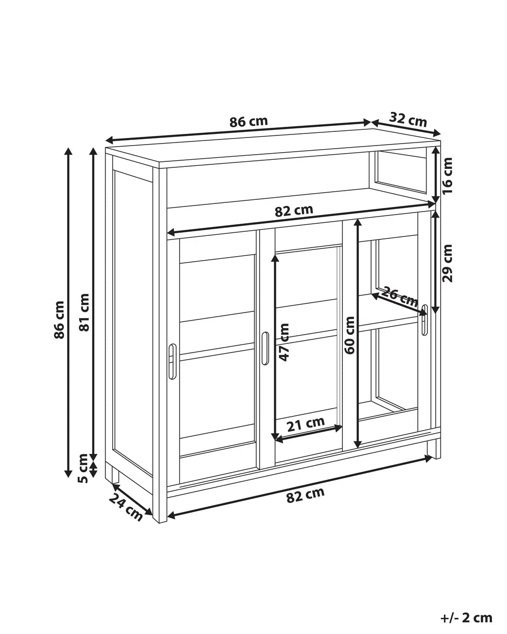 Glass Display Sideboard 86 cm White Trenea