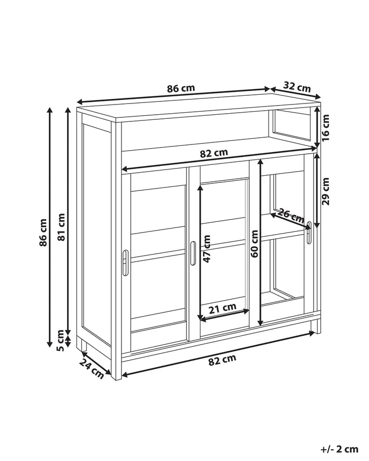 Glass Display Sideboard 86 cm White Trenea