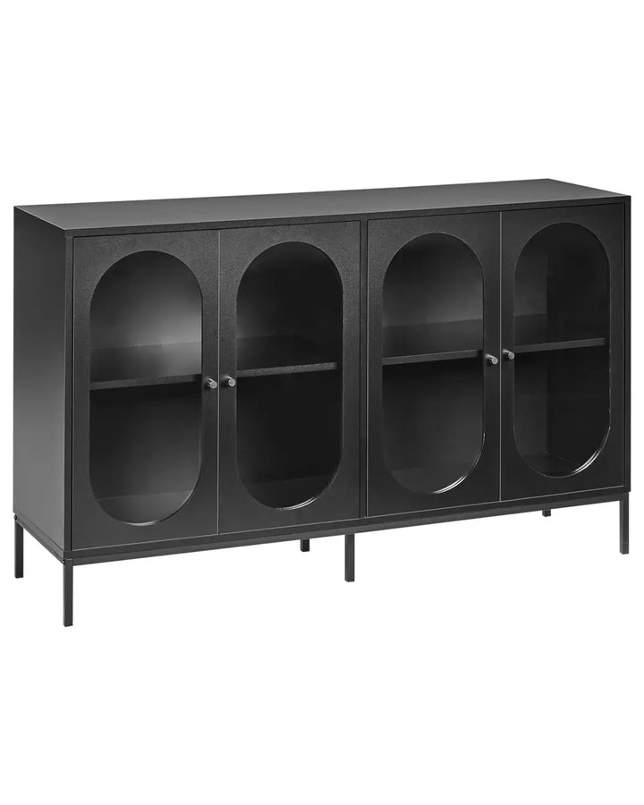 Glass Display Sideboard 137 cm Black Kinston