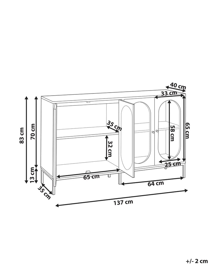 Glass Display Sideboard 137 cm Black Kinston
