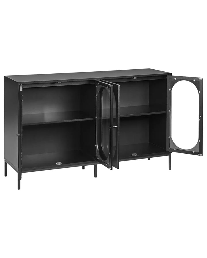 Glass Display Sideboard 137 cm Black Kinston
