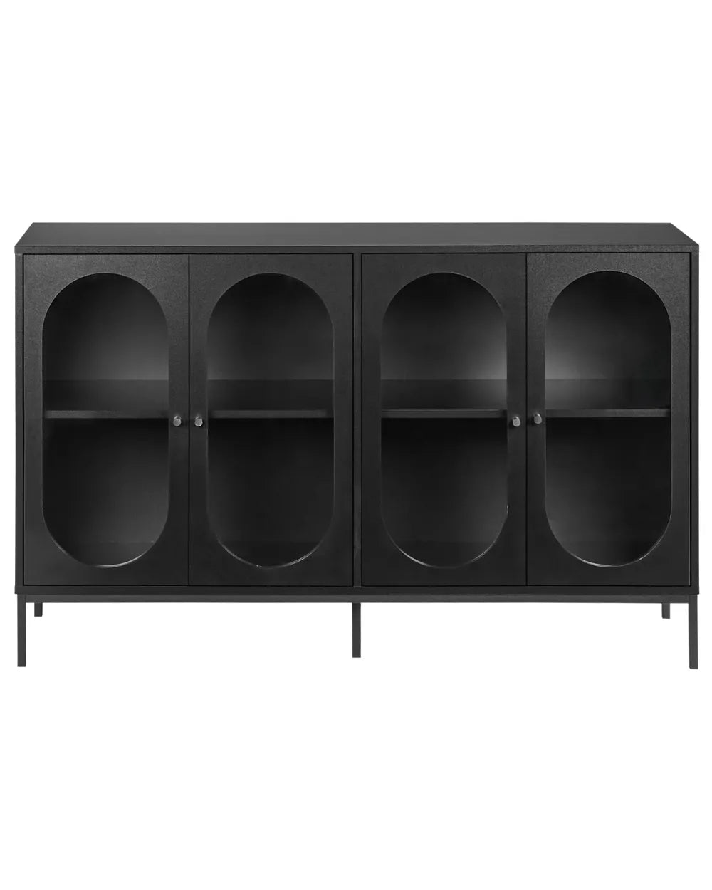 Glass Display Sideboard 137 cm Black Kinston