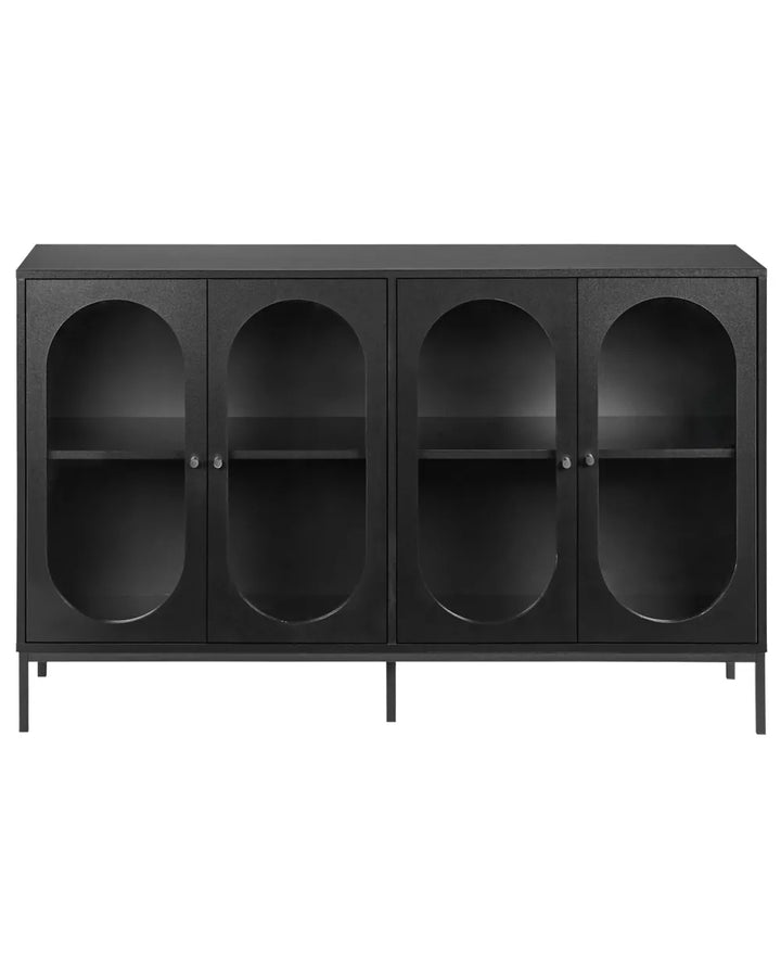 Glass Display Sideboard 137 cm Black Kinston