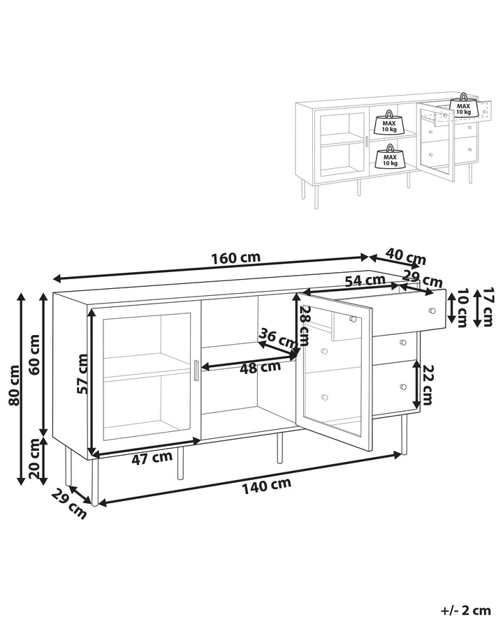 Glass Display Sideboard Milora White
