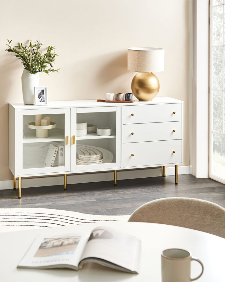 Glass Display Sideboard Milora White