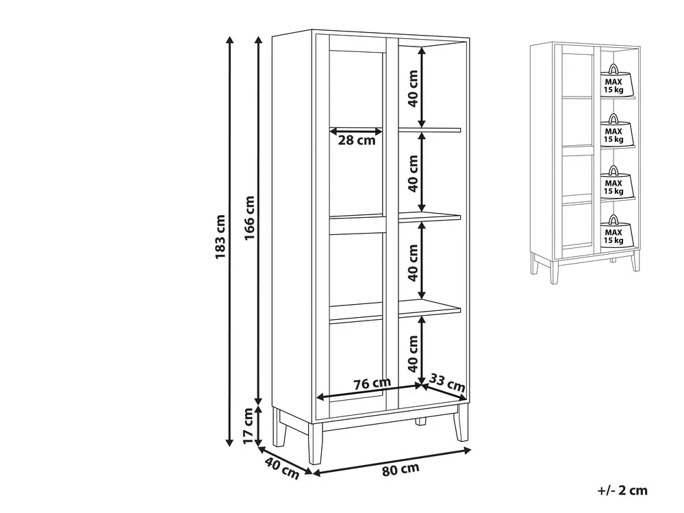 Glass Display Cabinet 80 cm White Acer