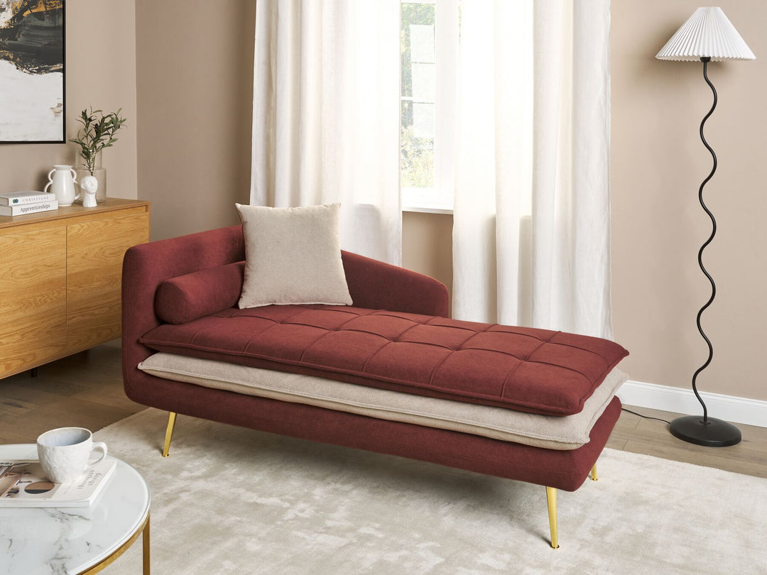 Gonesse Left Hand Fabric Chaise Lounge Red