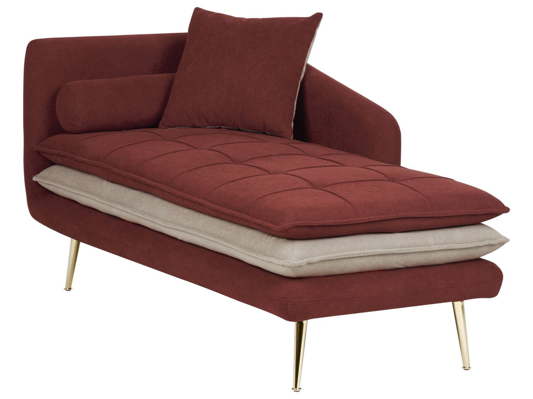 Gonesse Left Hand Fabric Chaise Lounge Red