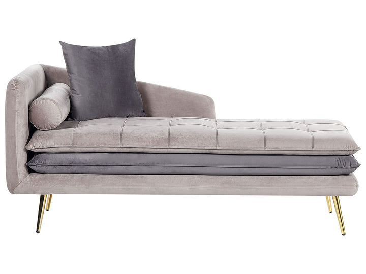 Gonesse Left Hand Velvet Chaise Lounge Beige and Grey