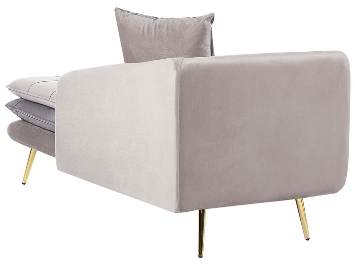 Gonesse Left Hand Velvet Chaise Lounge Beige and Grey