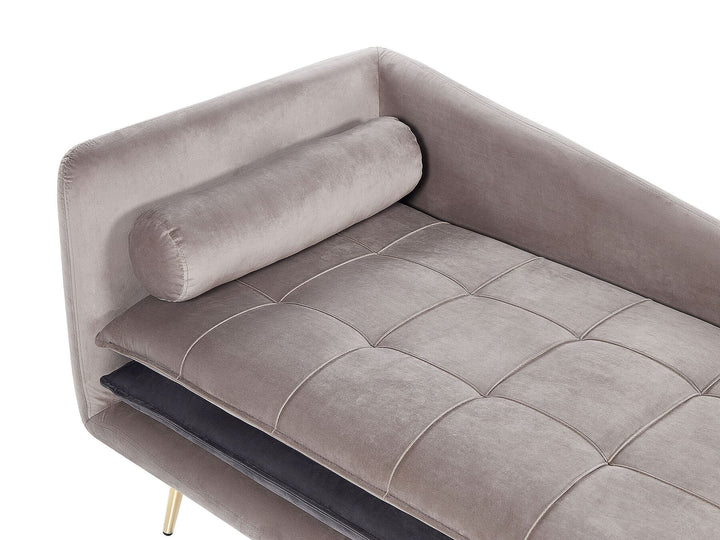 Gonesse Left Hand Velvet Chaise Lounge Beige and Grey