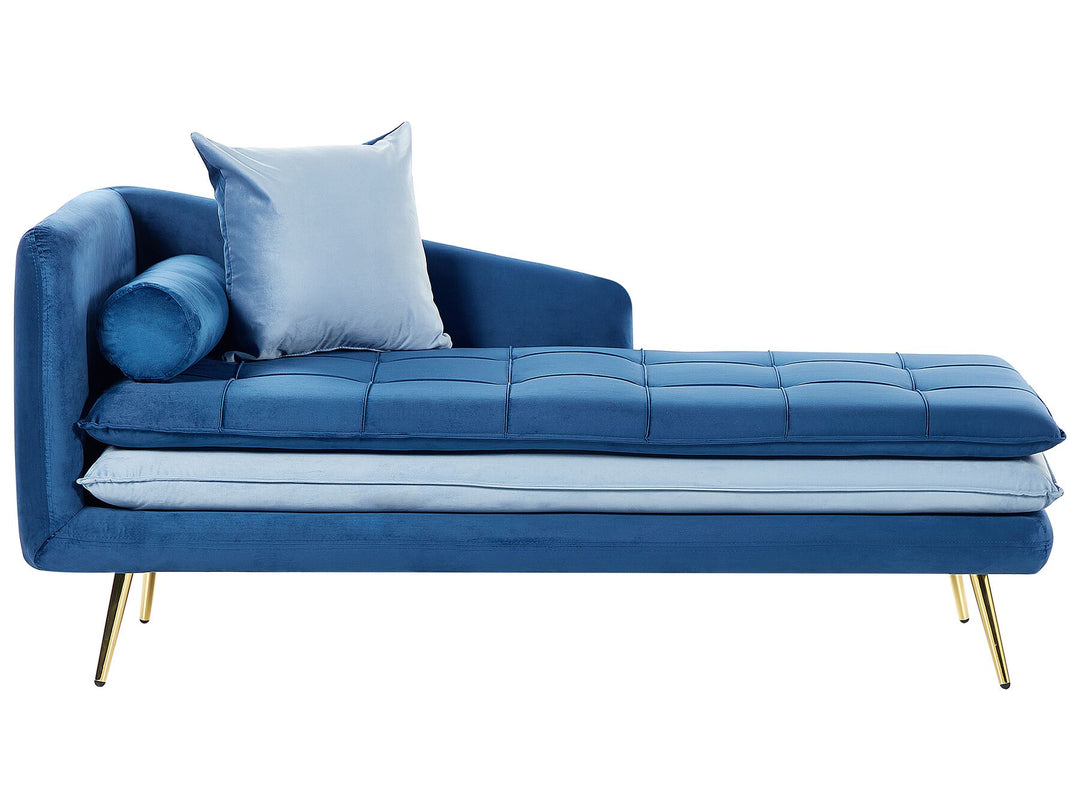 Gonesse Left Hand Velvet Chaise Lounge Blue