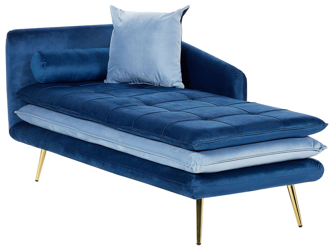 Gonesse Left Hand Velvet Chaise Lounge Blue