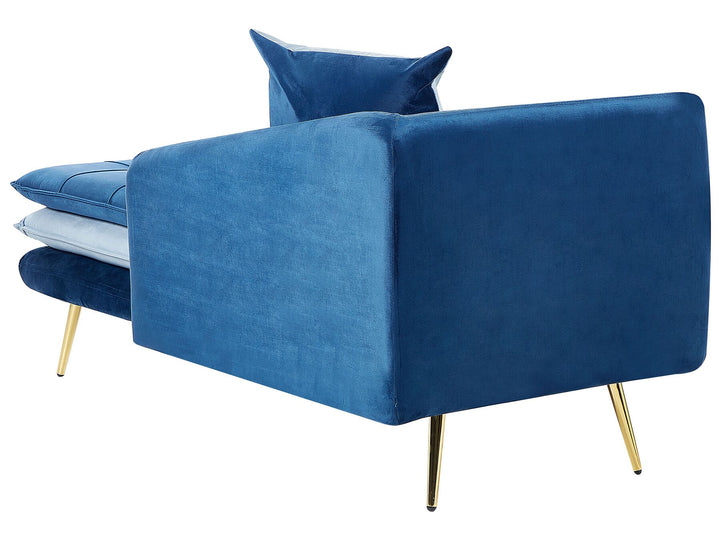 Gonesse Left Hand Velvet Chaise Lounge Blue