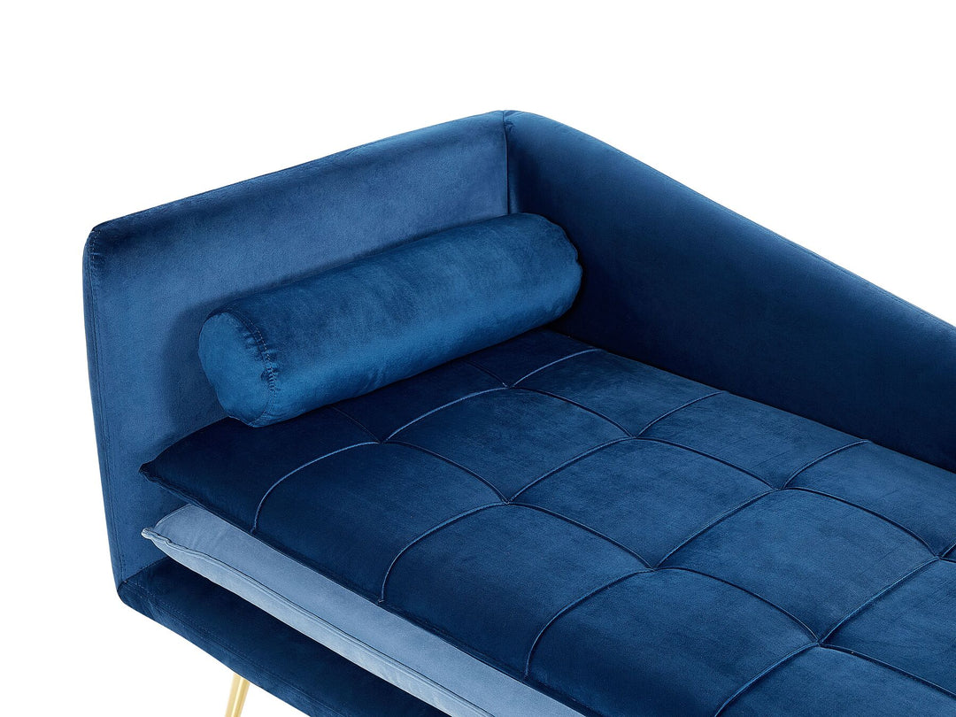 Gonesse Left Hand Velvet Chaise Lounge Blue