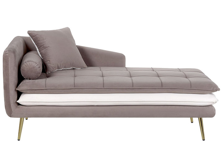 Gonesse Left Hand Velvet Chaise Lounge Brown with White