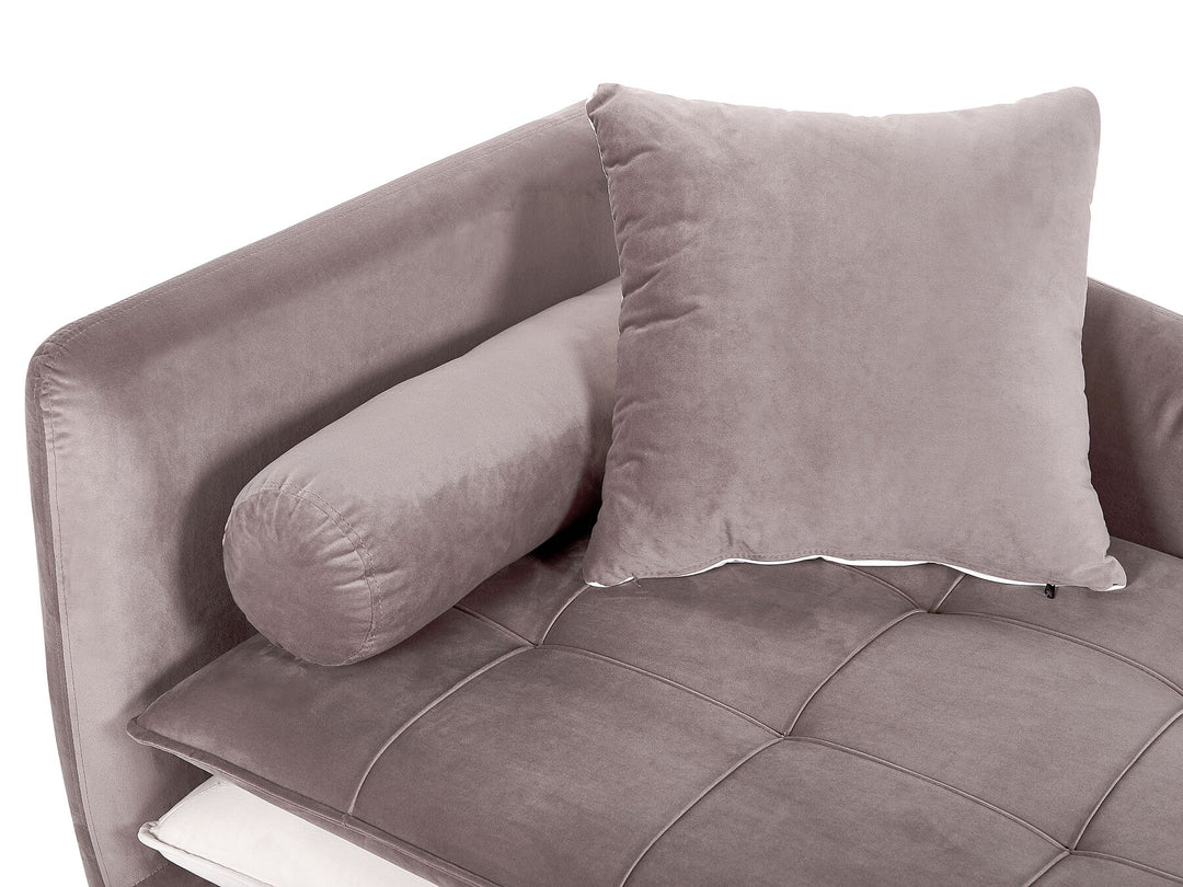 Gonesse Left Hand Velvet Chaise Lounge Brown with White