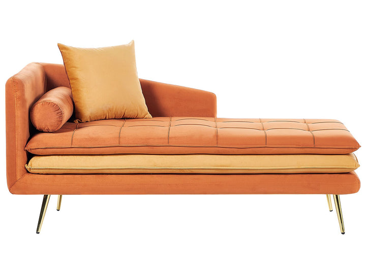 Gonesse Left Hand Velvet Chaise Lounge Orange