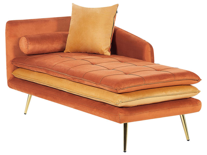 Gonesse Left Hand Velvet Chaise Lounge Orange