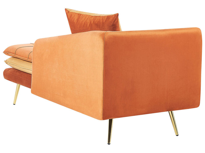 Gonesse Left Hand Velvet Chaise Lounge Orange