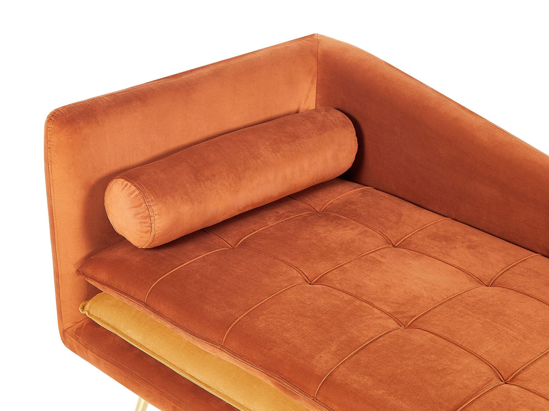 Gonesse Left Hand Velvet Chaise Lounge Orange