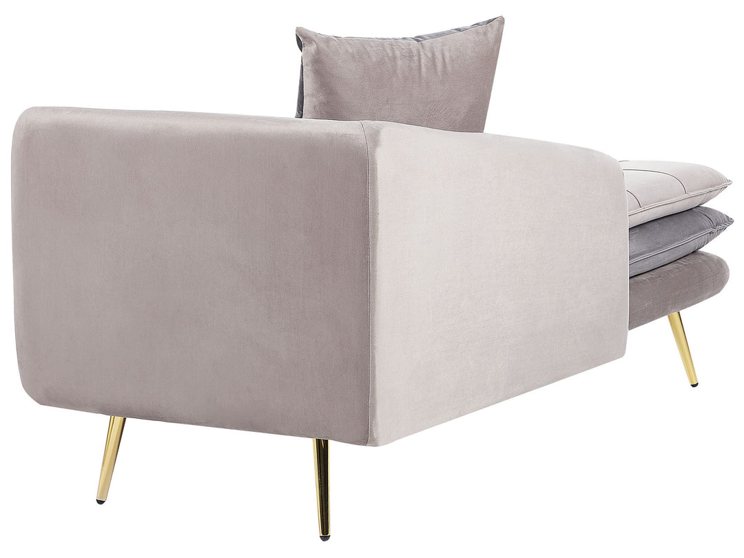 Gonesse Right Hand Velvet Chaise Lounge Beige and Grey