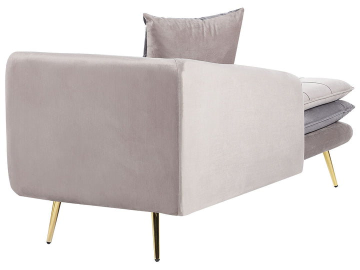 Gonesse Right Hand Velvet Chaise Lounge Beige and Grey