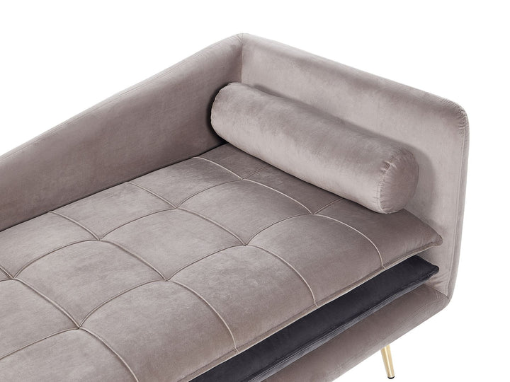 Gonesse Right Hand Velvet Chaise Lounge Beige and Grey