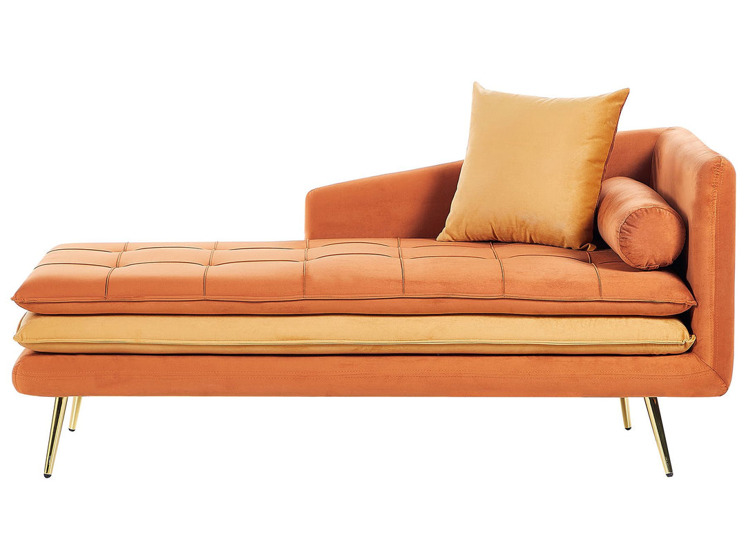 Gonesse Right Hand Velvet Chaise Lounge Orange