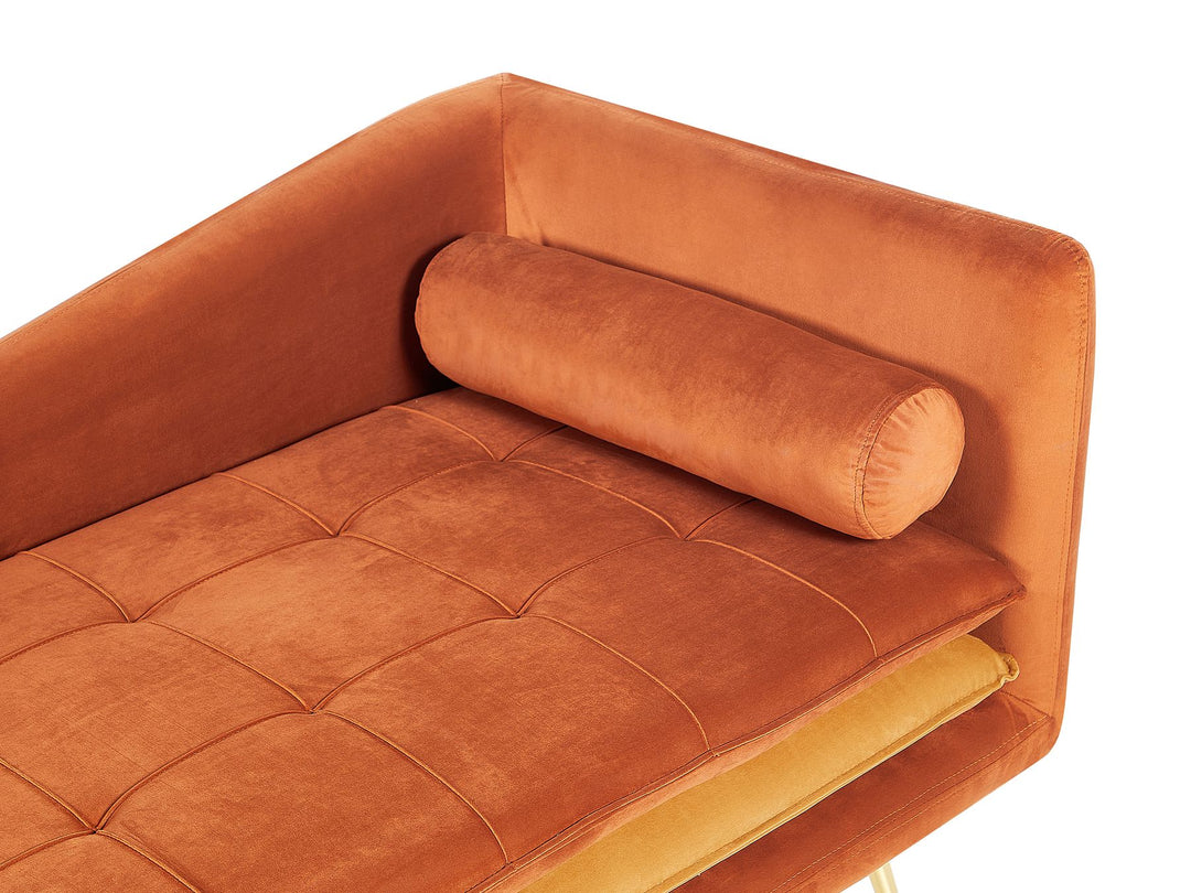 Gonesse Right Hand Velvet Chaise Lounge Orange