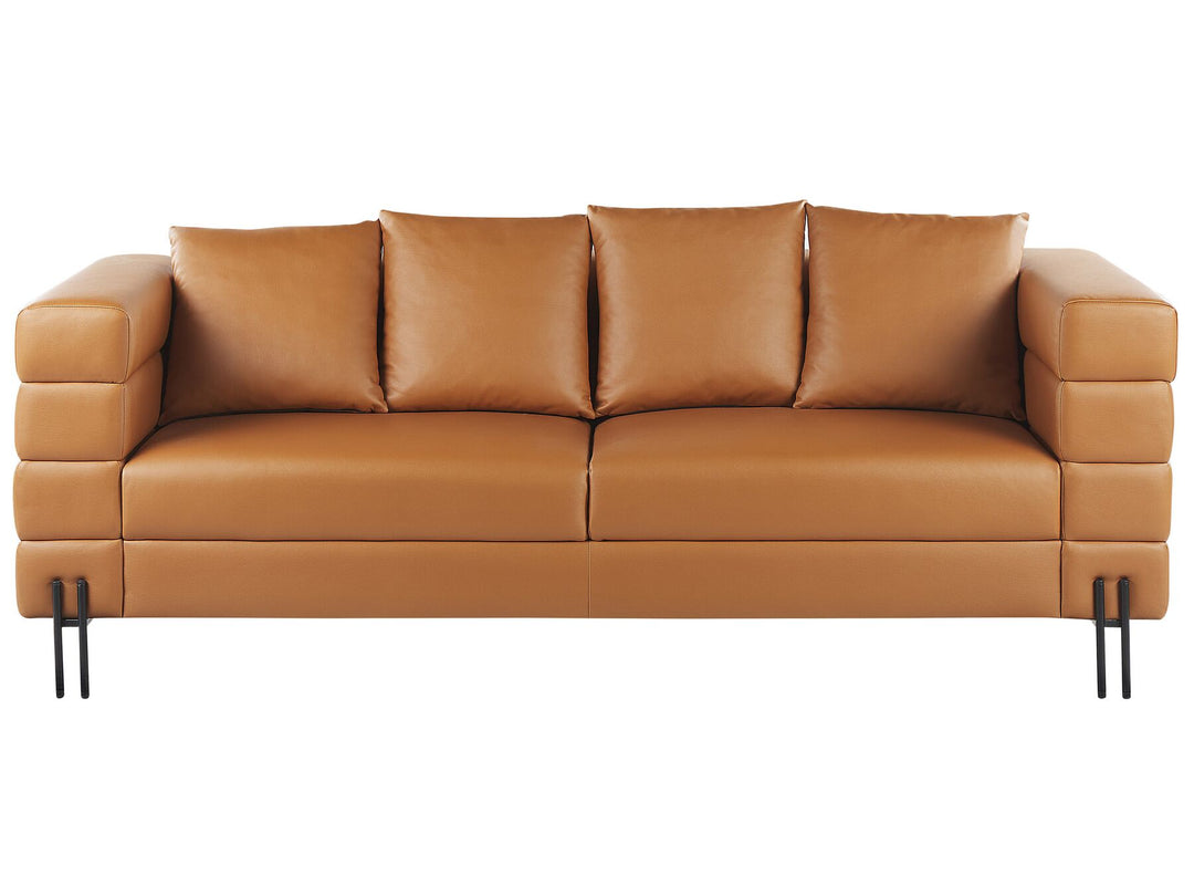 Granna 3 Seater Faux Leather Sofa Brown