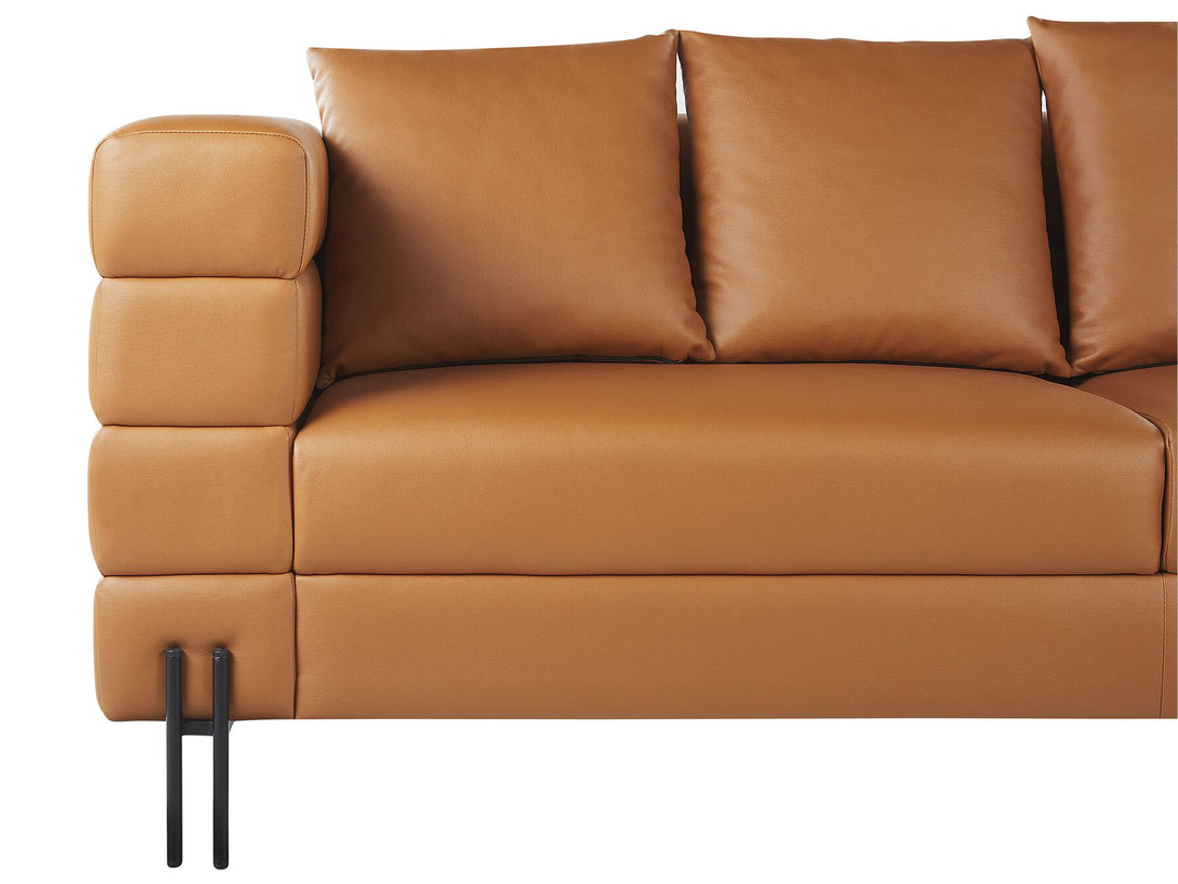 Granna 3 Seater Faux Leather Sofa Brown