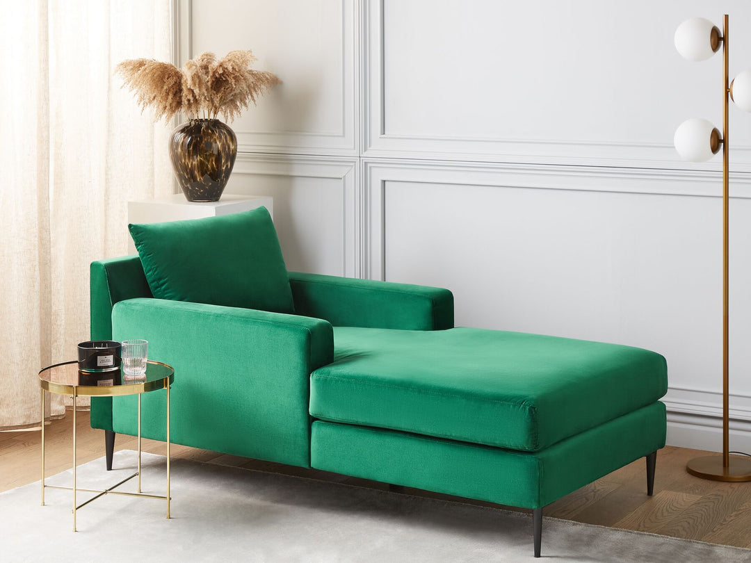 Gueret Velvet Chaise Lounge Green