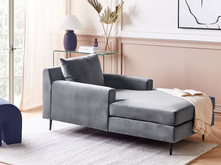 Gueret Velvet Chaise Lounge Grey