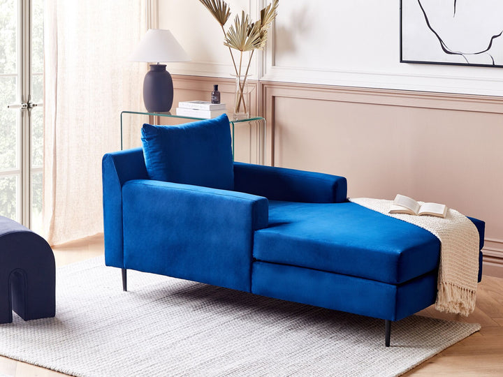 Gueret Velvet Chaise Lounge Navy Blue