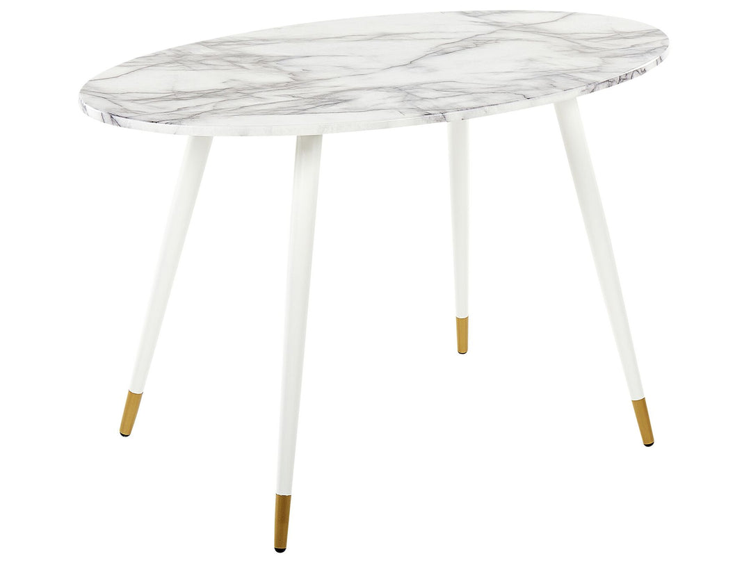 Gutiere Oval Dining Table 120 x 70 cm Marble Effect and White