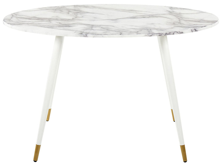 Aleksandra Oval Dining Table 120 x 70 cm Marble Effect and White